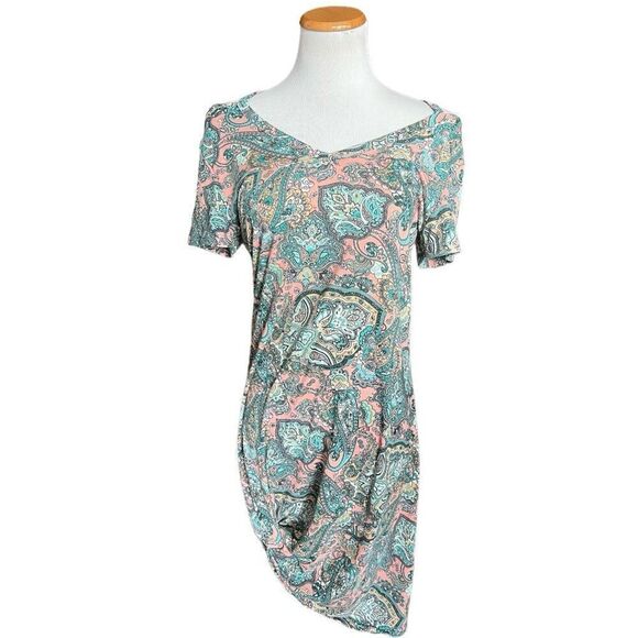 NWT Womens Wekili Paisley Print Knot Front Statement Dress - Sz M - Picture 2 of 3